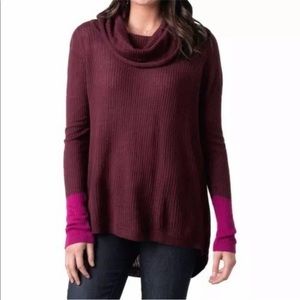 PrAna Rochelle Cowl Neck Wool Blend Colorblock Lightweight Sweater Size XS
